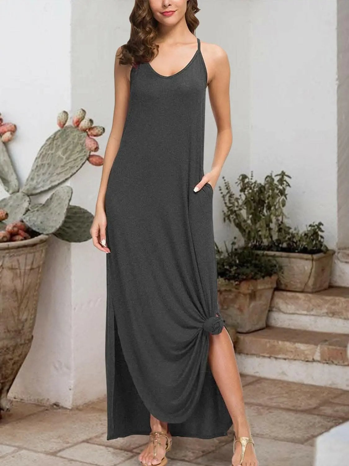 Seductive slit sleeveless dress - Love Salve